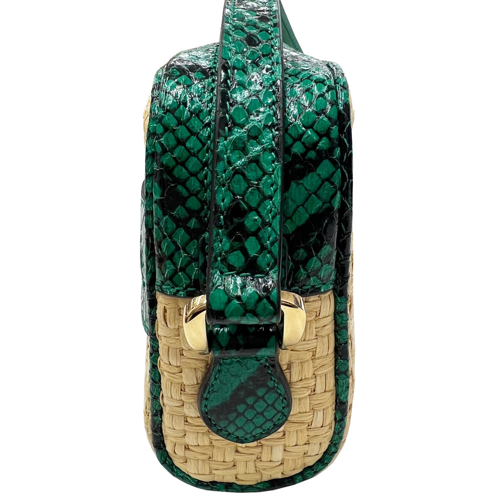 Gucci Ophidia Shoulder Bag Straw Python Green Bei… - image 3